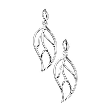 Modern Shiny Open Leaf Earrings - Click Image to Close